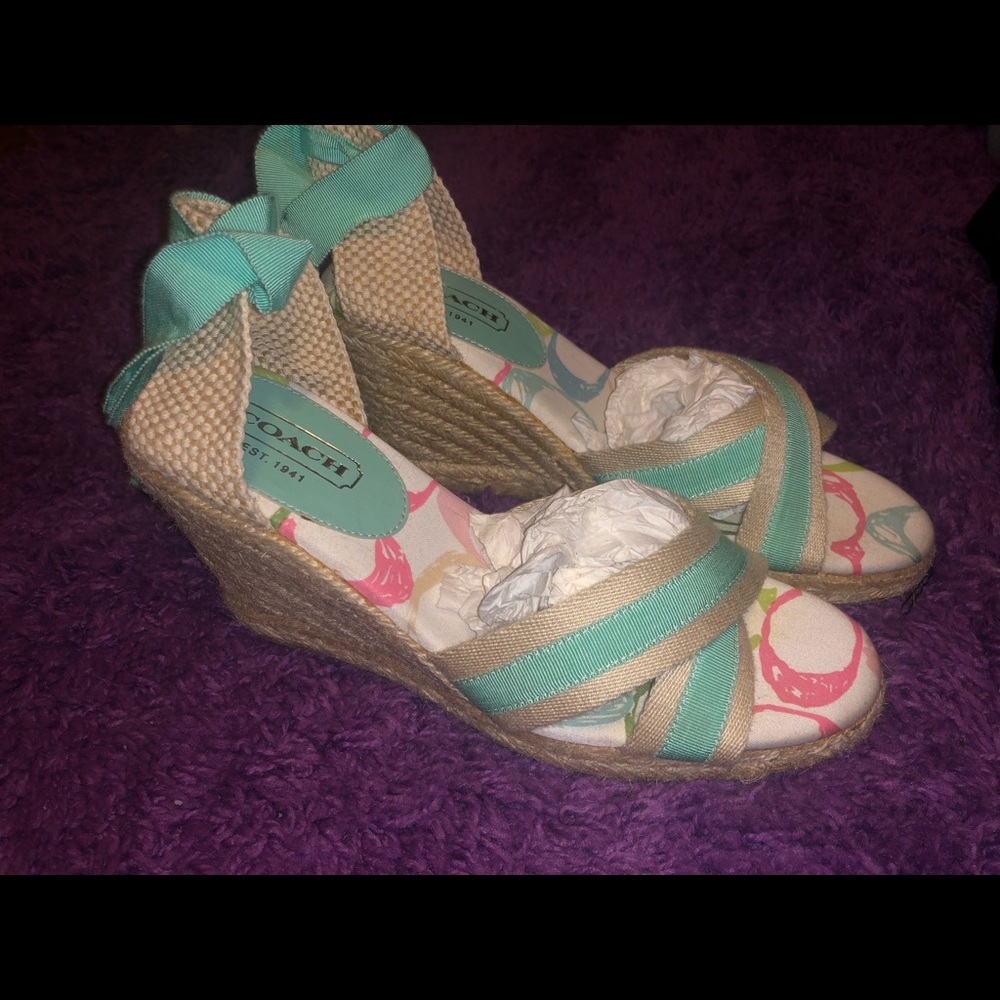 Coach multicolored open toe espadrilles